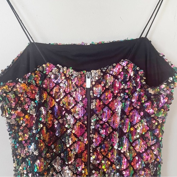 Topshop Multicolored Sequin Mini Slip Dress 2 XS - Picture 6 of 9